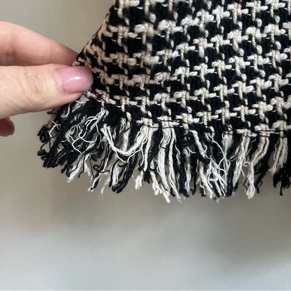 ZARA MIDI TWEED HERRINGBONE PINAFORE JUMPER DRESS BLACK WHITE BUTTONS MEDIUM - Picture 5 of 15